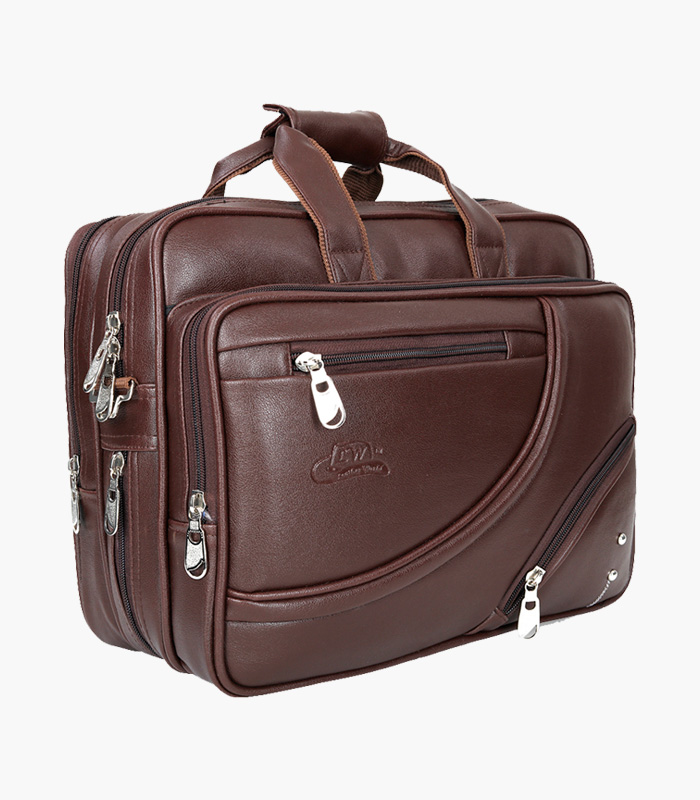 Brown Solid Laptop Bag