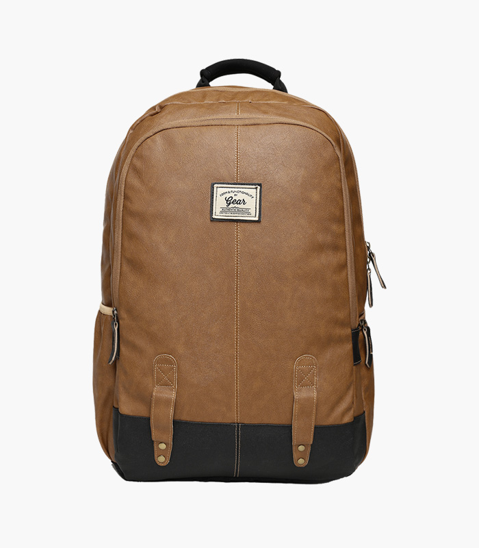 Tan Solid Laptop Backpack